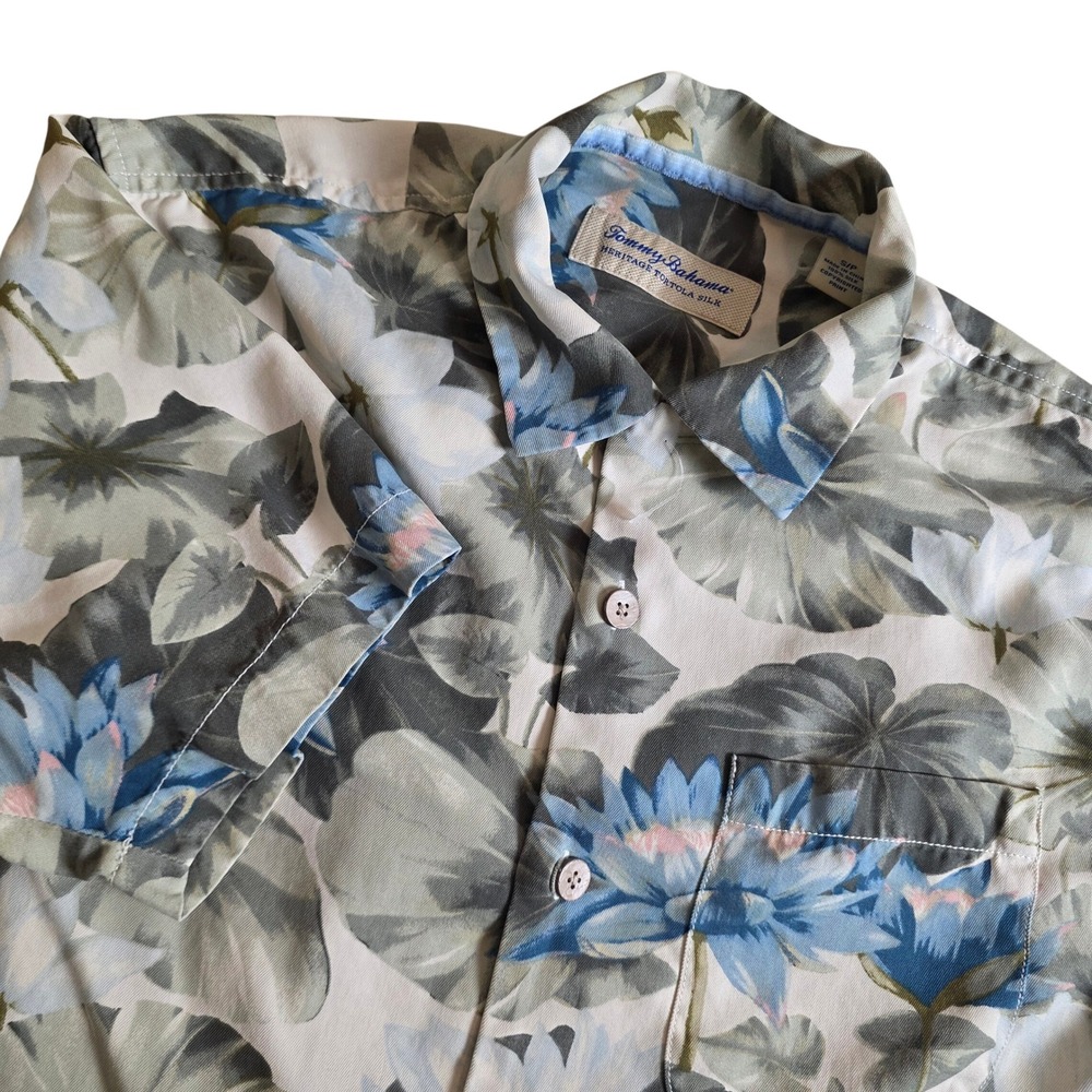 Tommy Bahama Mens Small Blue Floral Heritage Tortola Silk Button shirt